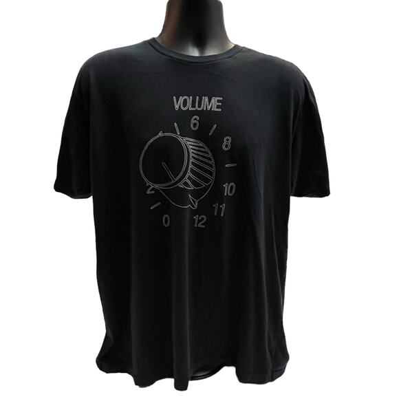 BustedTees XL Black Graphic T-Shirt | Funny Volume Knob to 12 Tee | Made in USA - Picture 1 of 7